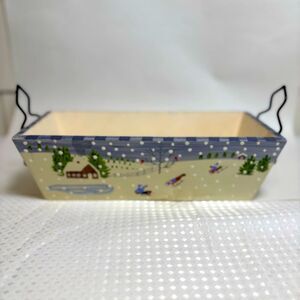 Decorative Wooden Winter Scene Basket